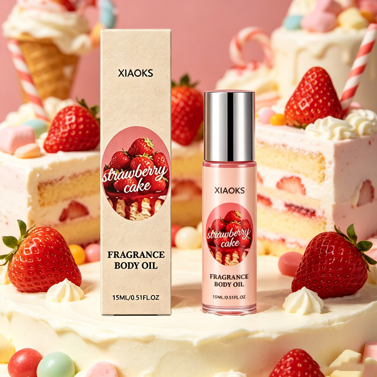 Perfume Smell Fragrance - 1 fles Strawberry Cake Sweet Roll-On