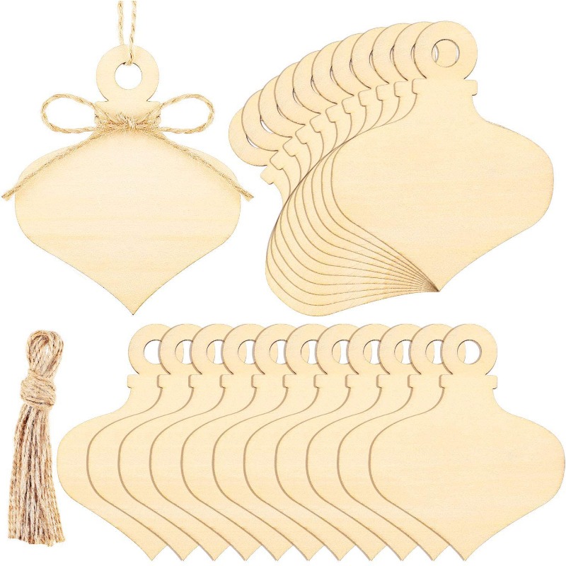 Oud Wood Chip - 10 STUKS Kerst Houten Hangende Ornamenten