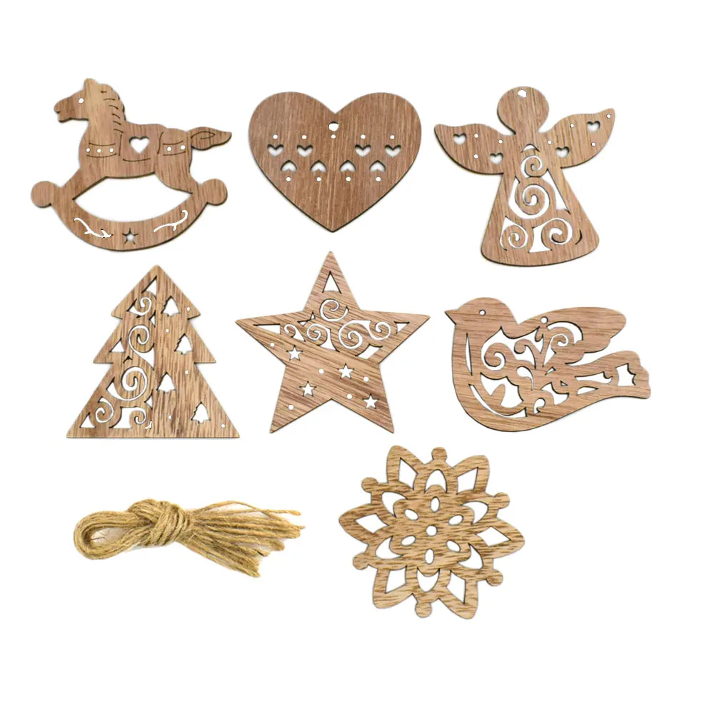 Oud Wood Chip - 14PCS 70-80MM Kerstboom Vijfpuntige Ster Paard