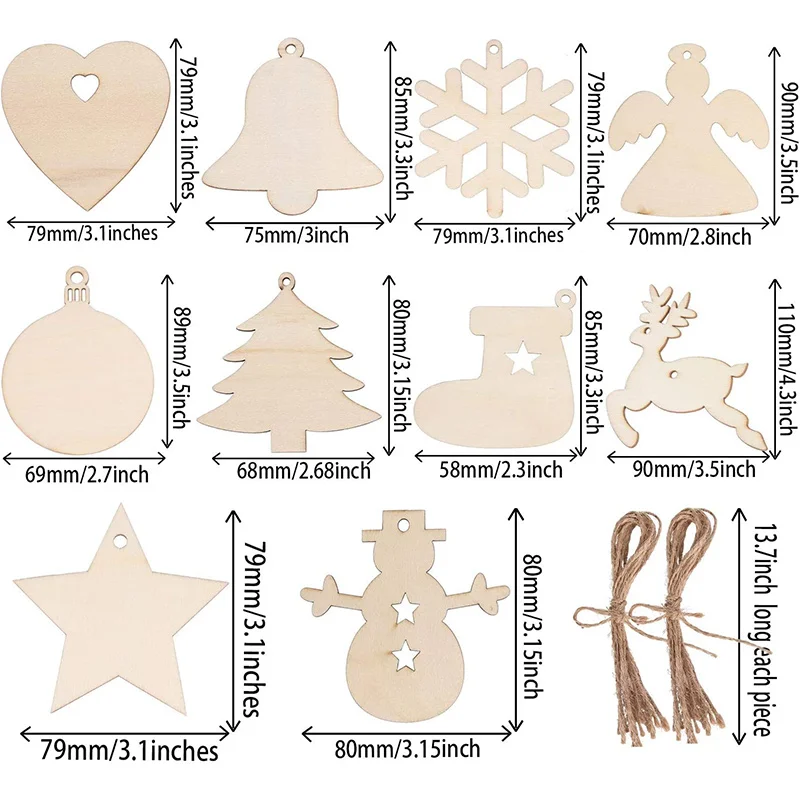 10 Stuks Onafgewerkte Kerst Ho - Oud Wood Chip recensie en prijs